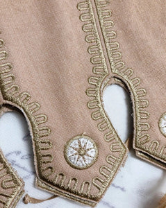Handmade Vintage Fringe Embroidered Morandi Girdle Waistband Dress Set