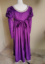 Load image into Gallery viewer, Handmade Custom made Satin Puff Sleeves Regency Dress
