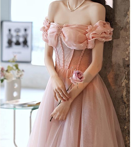 Handmade Princess Off Shoulder Prom Dress M / Pink I Retro Fairy