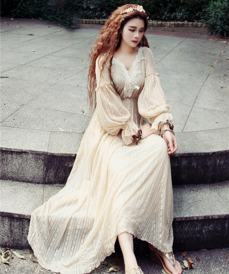 Dreamy Softcore V Neck Lace Dress L (Length- 52 inches/ 133 cm) I Retro Fairy Dreamy Softcore V Neck Lace Dress L (Length- 52 inches/ 133 cm) I Retro Fairy