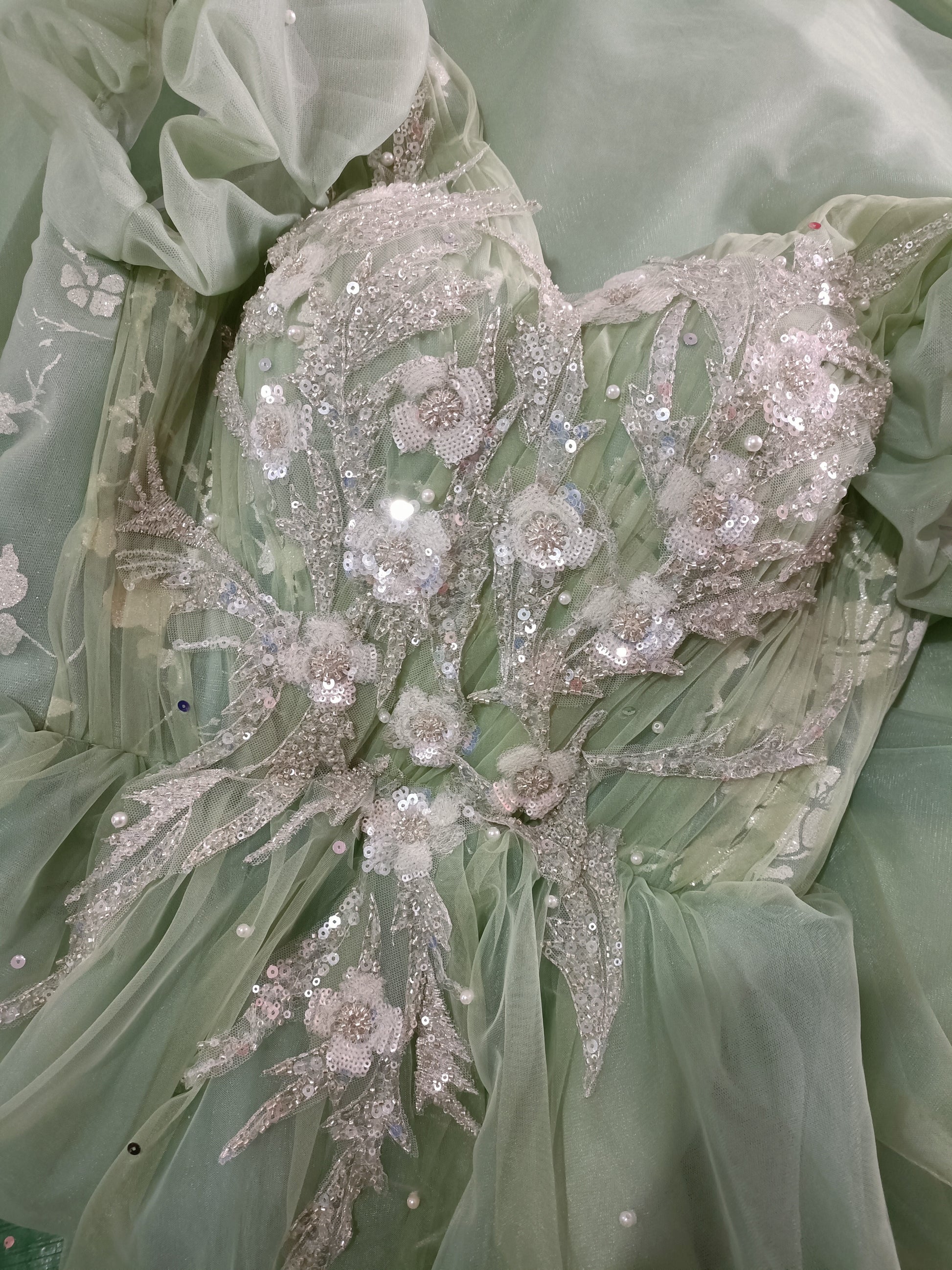 Fairycore V Neck Studded Green Prom Dress 3XL I Retro Fairy Fairycore V Neck Studded Green Prom Dress 3XL I Retro Fairy