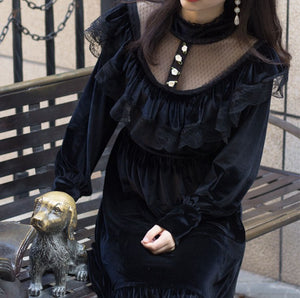 30s Dark Academia Gothic Style Dress