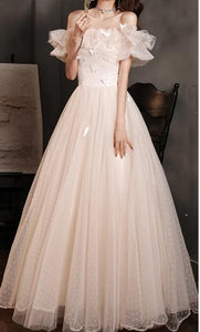 Retro Ethereal Off-Shoulder Prom Dress Bridesmaid dress