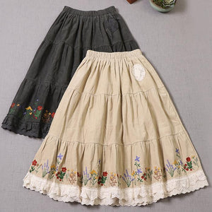Cottagecore Embroidery Vintage Skirt