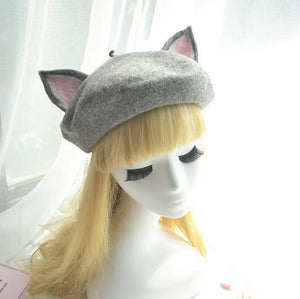 Handmade Cottagecore Fox Wool Blend Beret