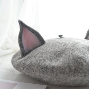 Handmade Cottagecore Fox Wool Blend Beret