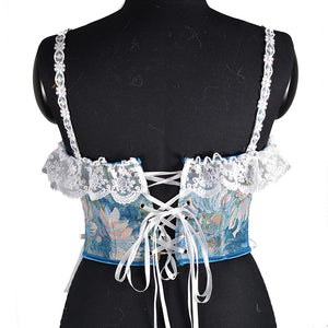 Retro Floral Lace Stitched Corset