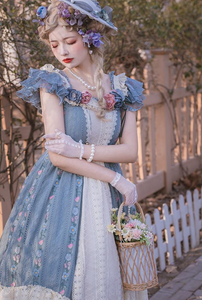 Royalcore Princess Vintage Rose Decor Lace Contrast Color Dress Final Sale