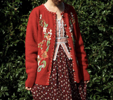 Load image into Gallery viewer, Cottagecore Embroidery Wool Cardigan Vintage Knit Top
