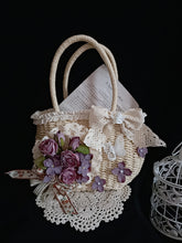 Load image into Gallery viewer, cottagecore bag straw bag vintage hand bag

