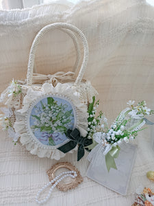 cottagecore bag straw bag vintage hand bag