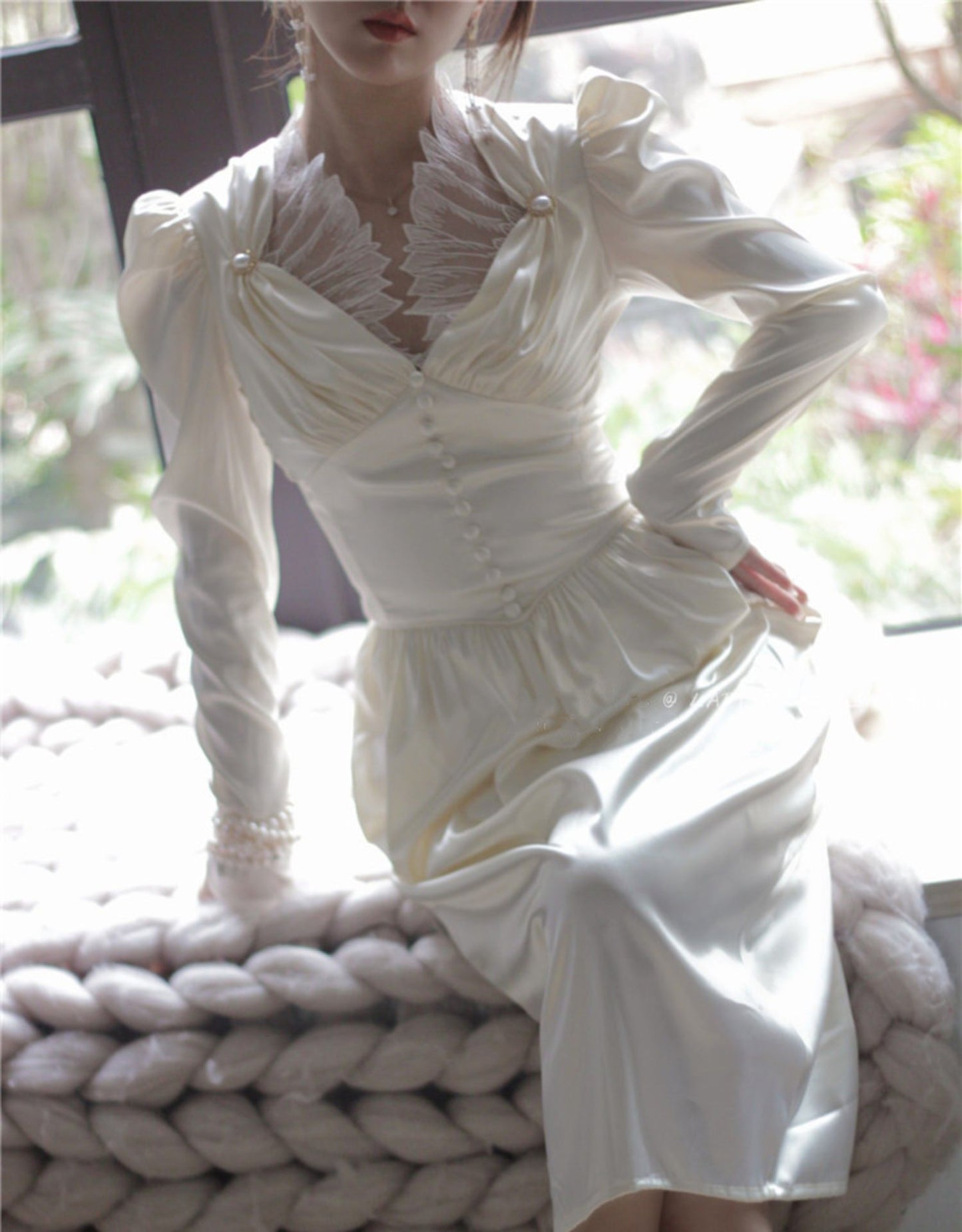Handmade 1900s Swan Lake Vintage dress