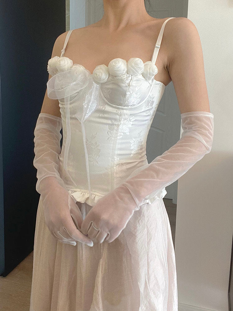 Vintage White Jacquard 30s Corset Bustier Top M I Retro Fairy Vintage White Jacquard 30s Corset Bustier Top M I Retro Fairy
