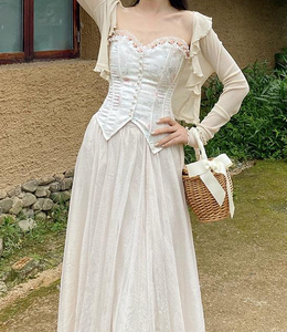 Vintage Reproduction Rose Lace Stitching Jacquard Corset Bustier Top