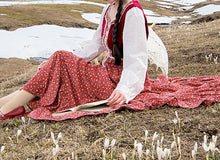 Load image into Gallery viewer, Gunne sax Style 70s Prairie Floral Velvet Stitched Dress
