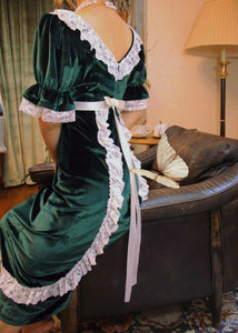 Vintage 30s Velvet Green Dress
