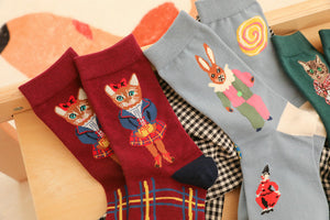 Retro Caricture Short Socks