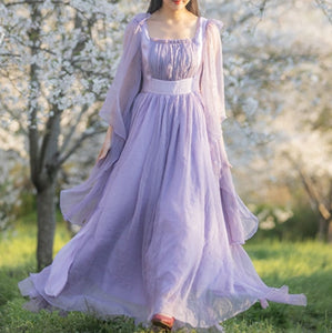 Fairycore Dreamy Lavender Prairie Dress
