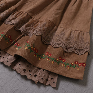 Retro Embroidery Cottagecore Cotton Skirt