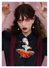 Load image into Gallery viewer, Handmade Cottagecore Mushroom Tie Shirt Accessory
