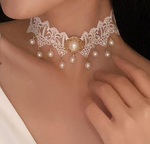 Load image into Gallery viewer, Vintage Style White Lace Choker necklace
