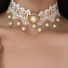Load image into Gallery viewer, Vintage Style White Lace Choker necklace
