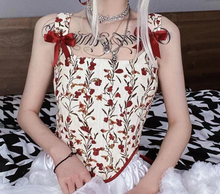 Load image into Gallery viewer, Handmade Retro Floral Bow Tie Corset [Annie]
