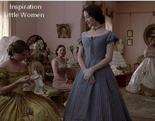 Load image into Gallery viewer, Period Drama Inspired Vintage Blue Prairie Dress
