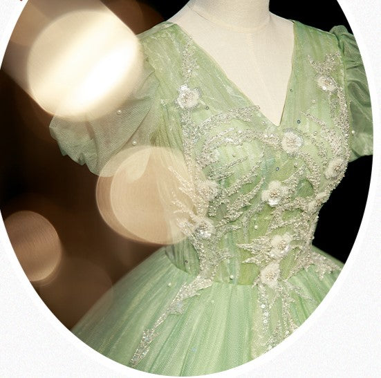 Fairycore V Neck Studded Green Prom Dress 3XL I Retro Fairy Fairycore V Neck Studded Green Prom Dress 3XL I Retro Fairy