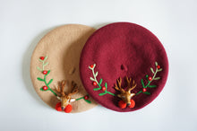 Load image into Gallery viewer, Handmade Cottagecore Christmas Wool Blend Beret
