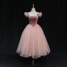 Load image into Gallery viewer, Retro Princess Pink Puff Sleeves Prom Evening Dress
