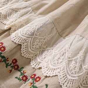 Retro Embroidery Cottagecore Cotton Skirt