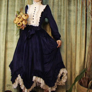 1900s Edwardian Stand Collar Vintage Swing Dress