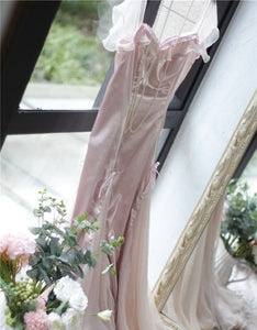 Handmade Vintage Dreamy Princess Pink Bow Stitched Dress Gown