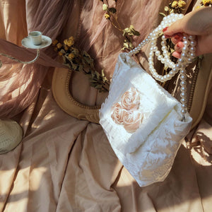 Vintage Pearl chain Rose decor shoulder bag hand bag purse