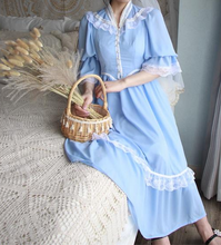Load image into Gallery viewer, vintage dress cottagecore dress 1970s dress 50s dress prairie dress gunnesax dress lolita dress kawaii dress victorian dress edwardian dress 1900s dress gothic dress dark academia gunnesax dress laura ashley dress
