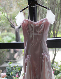 Handmade Vintage Dreamy Princess Pink Bow Stitched Dress Gown