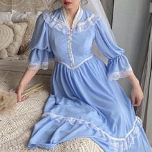 Load image into Gallery viewer, vintage dress cottagecore dress 1970s dress 50s dress prairie dress gunnesax dress lolita dress kawaii dress victorian dress edwardian dress 1900s dress gothic dress dark academia gunnesax dress laura ashley dress
