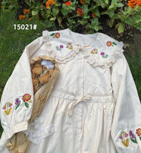 Load image into Gallery viewer, Cottagecore Grandmacore Embroidery Trench Jacket Dress
