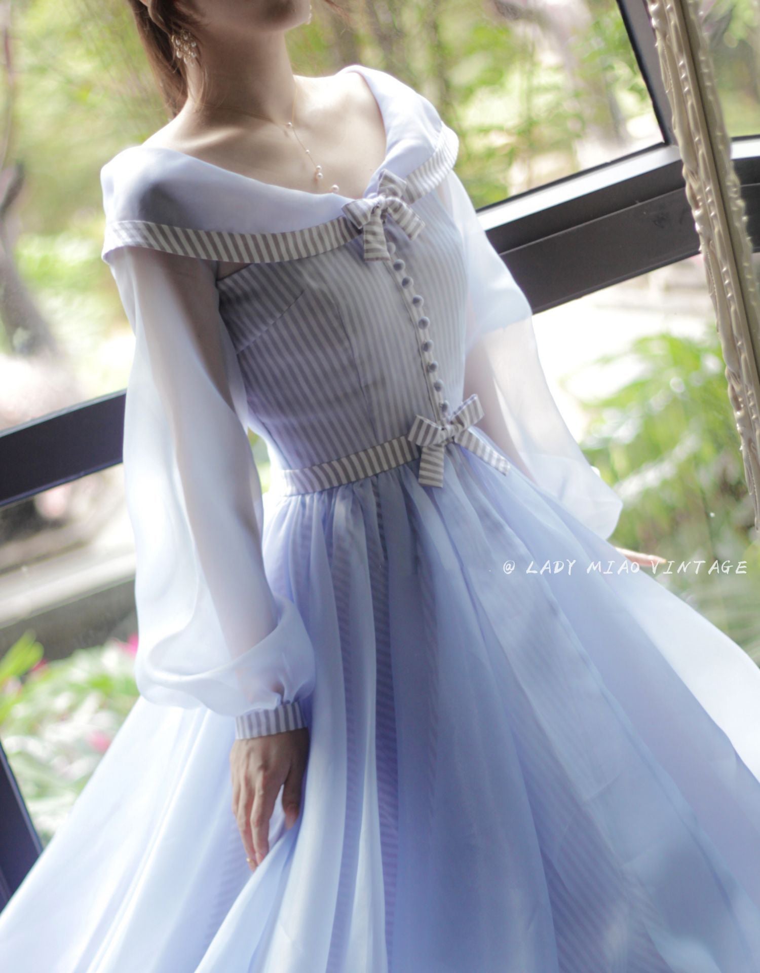 Grace of Monaco Remake Dreamy Blue Dress Short style: 115 cm/ 45 inches / XL I Retro Fairy Grace of Monaco Remake Dreamy Blue Dress Short style: 115 cm/ 45 inches / XL I Retro Fairy