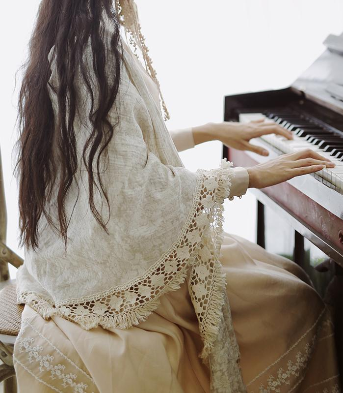 Cottagecore Vintage Cotton Shawl Scarf