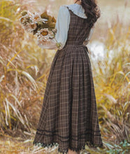 Load image into Gallery viewer, Vintage 50s Academia Blouse Plaid Dress Set
