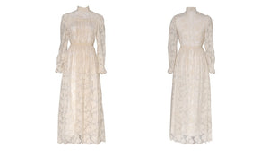 Edwardian Style Stand Collar Lace Dress
