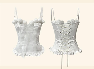 Vintage White Jacquard 30s Corset Bustier Top