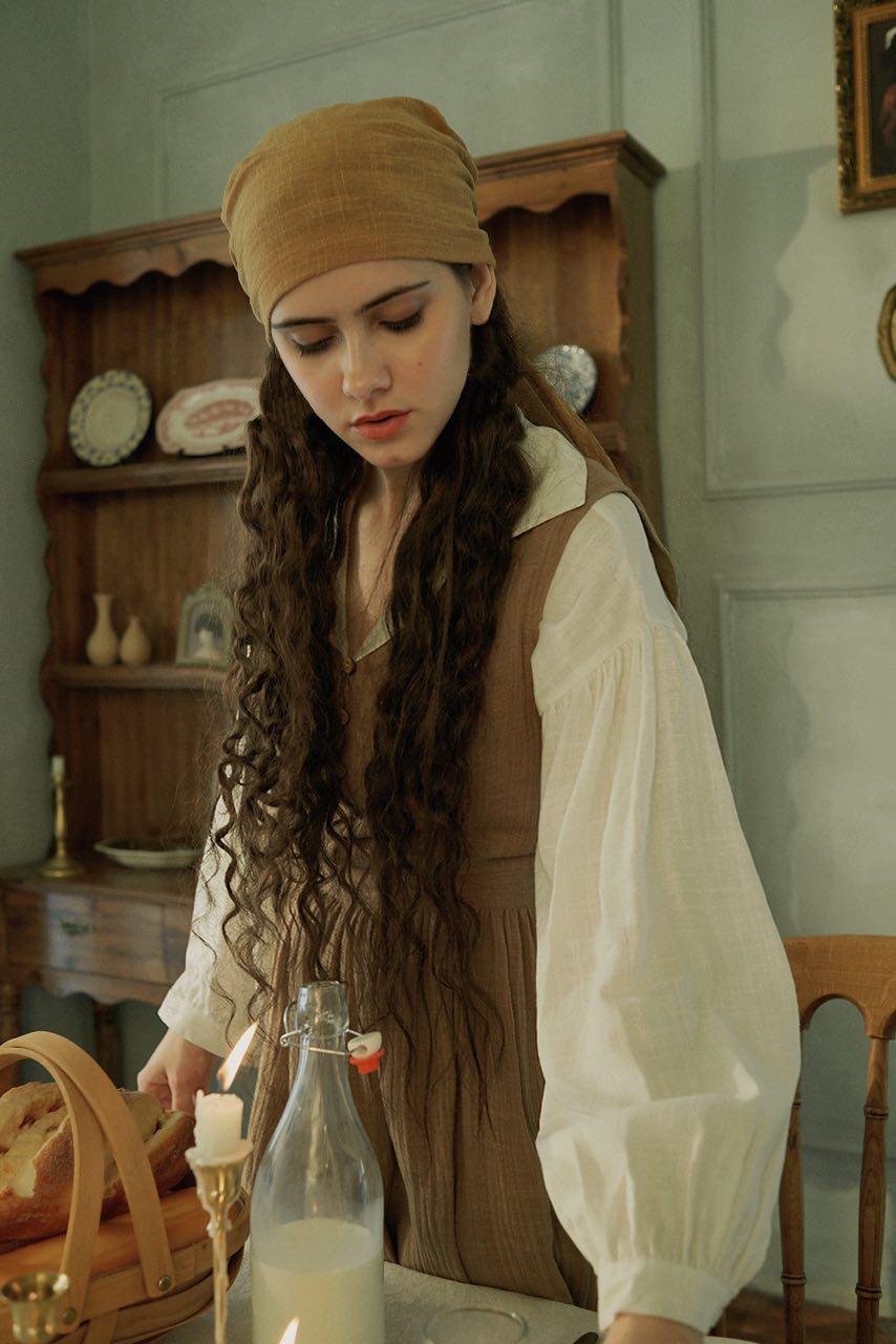 Pride and Prejudice Vintage Linen Strap Dress Blouse Set Blouse ONLY / L I Retro Fairy Pride and Prejudice Vintage Linen Strap Dress Blouse Set Blouse ONLY / L I Retro Fairy