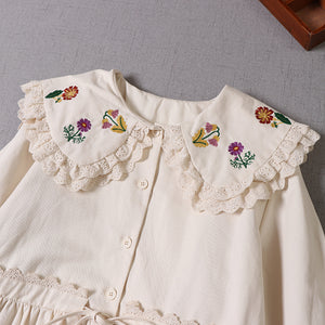 Cottagecore Embroidery Trench Dress