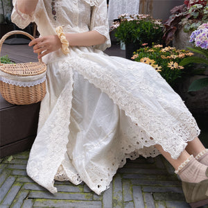 Cottagecore Embroidered Cotton Skirt