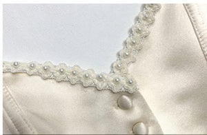 Vintage Reproduction Silk Lace up Corset Bustier Top