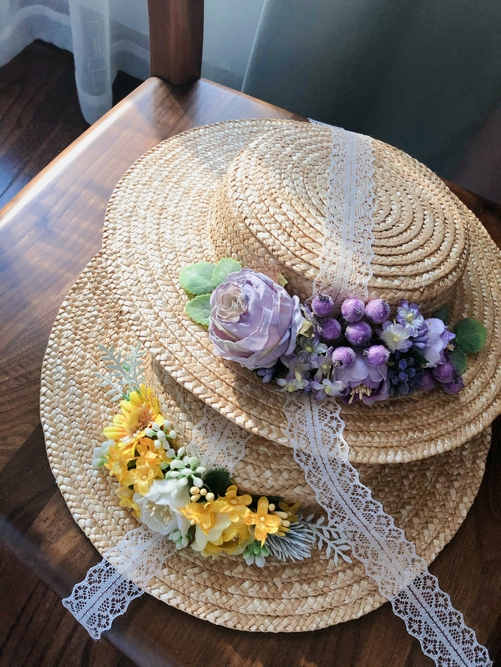 Vintage Flower Decor Straw Hat