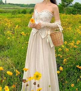 Vintage Reproduction Rose Lace Stitching Jacquard Corset Bustier Top